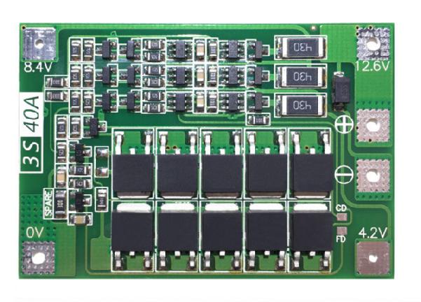 Li-ion bms 3-series w/balancing 12.6v 40a bms-40a-3s-b