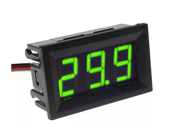 Panel mount dc voltmeter green 4.7-30vdc dsn-dvm-568l-3